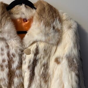 Real Rabbit Fur Jacket in Cream and Brown